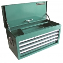 CAJA SUPERIOR METÁLICA EN COLOR VERDE, MEDIDAS 660 X 305 X 380 MM. (26" X 12" X 15"), 6 CAJONES.