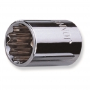 DADO EN PULGADAS CORTO 6 PUNTAS, PULIDO ESPEJO MANDO 1/4" X 3/8"